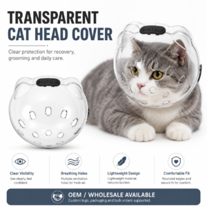 Transparent Cat Head Cover for Recovery & Grooming CW-038