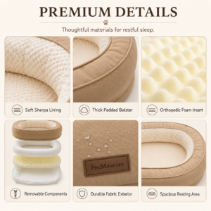 Water-Resistant Orthopedic Pet Bed - Raised bolster support CW-010 相册1