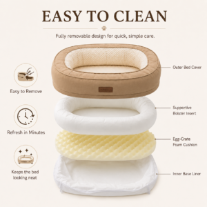 Water-Resistant Orthopedic Pet Bed - Raised bolster support CW-010 相册5
