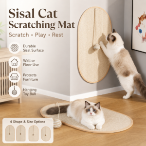 Wall-Mounted Oval Sisal Cat Scratcher for Cats CW-013