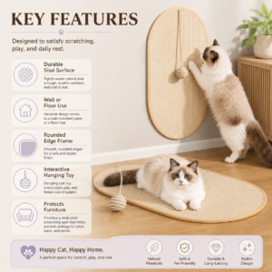 Wall-Mounted Oval Sisal Cat Scratcher for Cats CW-013 相册1