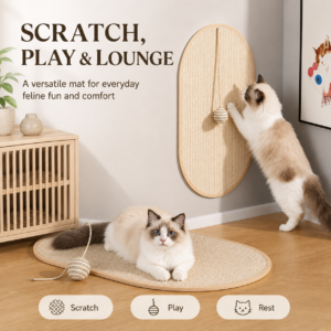 Wall-Mounted Oval Sisal Cat Scratcher for Cats CW-013 相册2