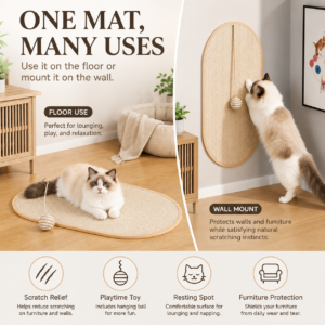 Wall-Mounted Oval Sisal Cat Scratcher for Cats CW-013 相册3