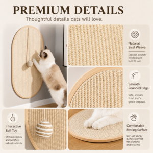 Wall-Mounted Oval Sisal Cat Scratcher for Cats CW-013 相册4