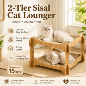 Elevated Wooden Cat Bunk Bed for Cats CW-014