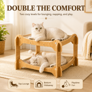 Elevated Wooden Cat Bunk Bed for Cats CW-014 相册2