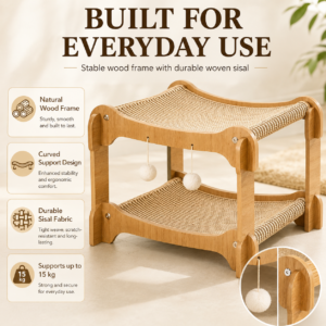 Elevated Wooden Cat Bunk Bed for Cats CW-014 相册3