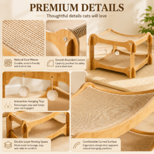 Elevated Wooden Cat Bunk Bed for Cats CW-014 相册4