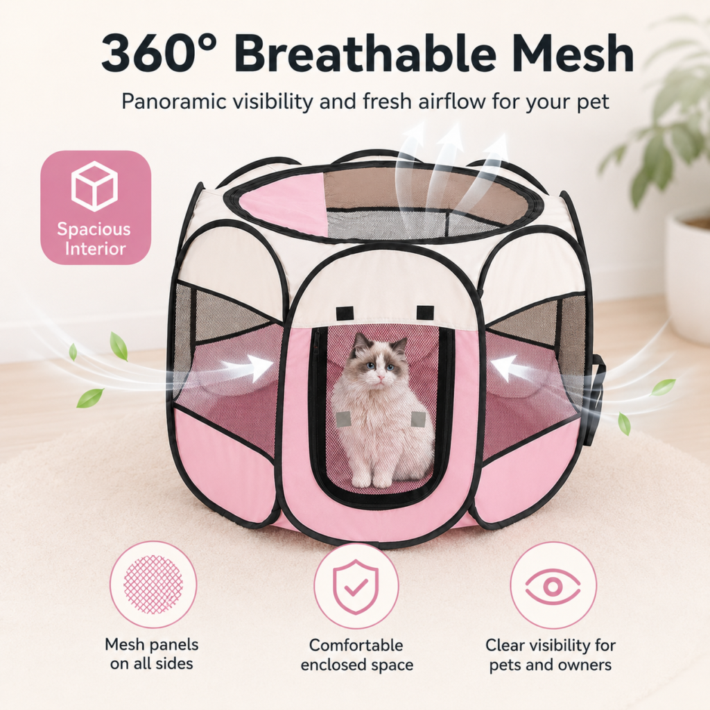 Foldable Mesh Pet Playpen - Foldable portable pen CW-022