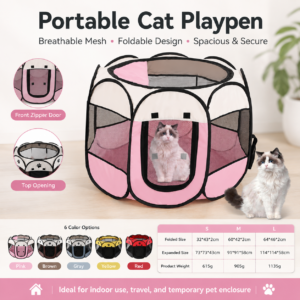 Foldable Mesh Pet Playpen - Foldable portable pen CW-022 相册5