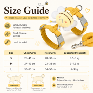 Bee H-Style Cat Harness and Leash Set for Cats CW-029 相册4