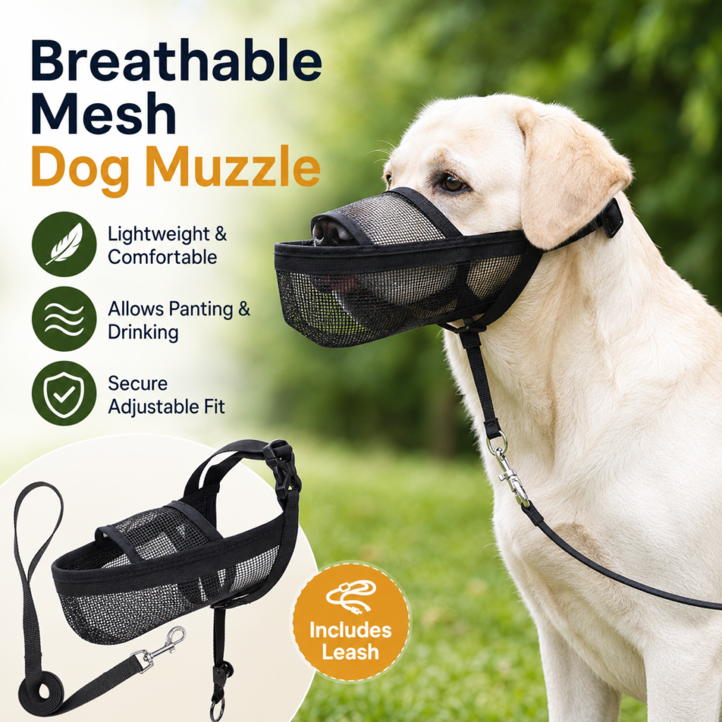Dog Muzzle with Lead Attachment for Dogs CW-039