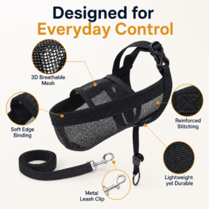 Dog Muzzle with Lead Attachment for Dogs CW-039 相册3