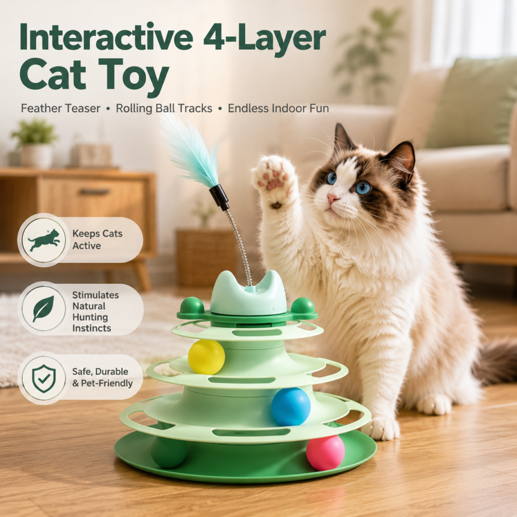 Four-Level Cat Track Tower Toy for Cats CW-041
