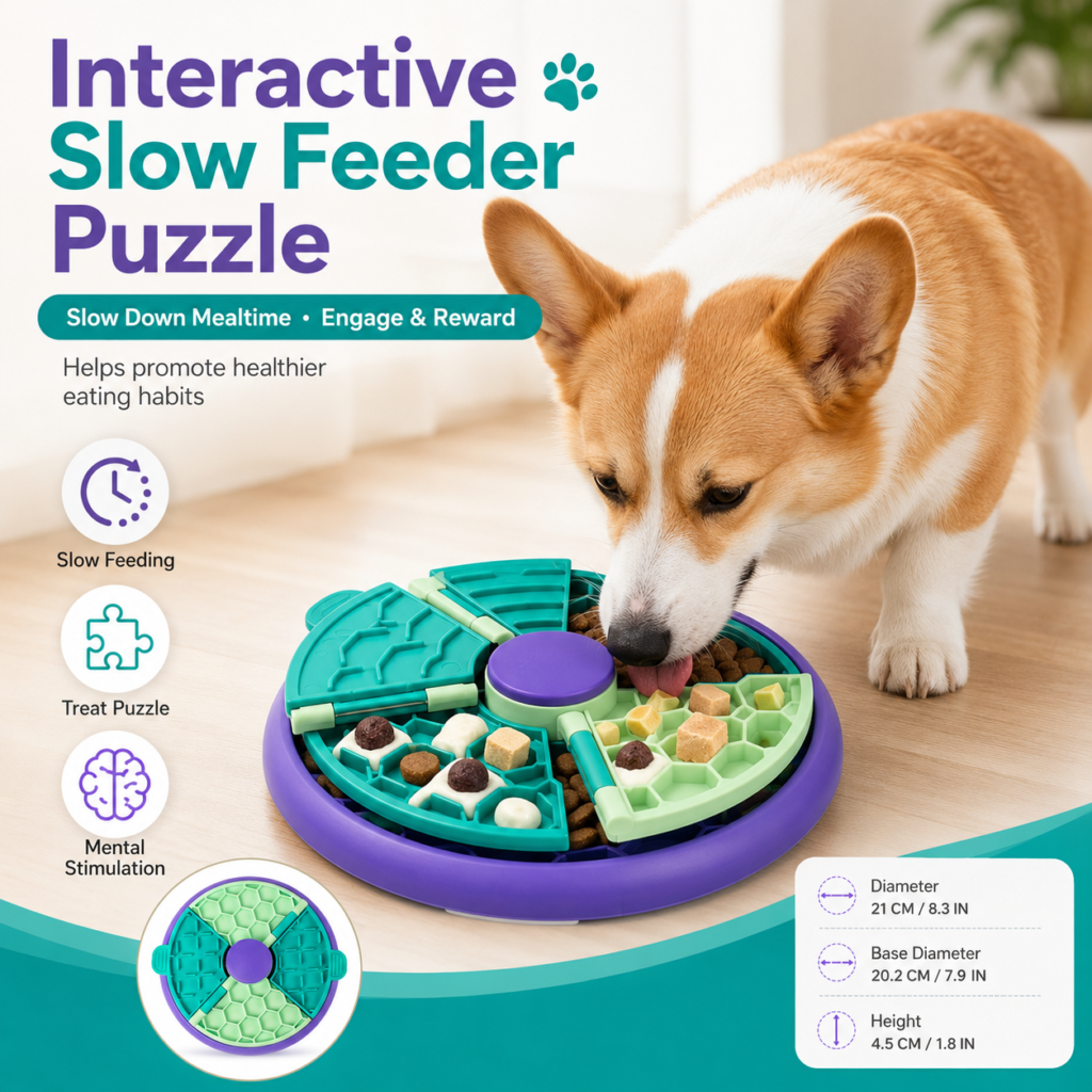 Interactive Slow Feeder Puzzle Bowl - Multi-zone feeding design CW-042