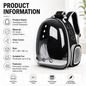 Large Transparent Space Capsule Pet Backpack Carrier CW-044 相册1