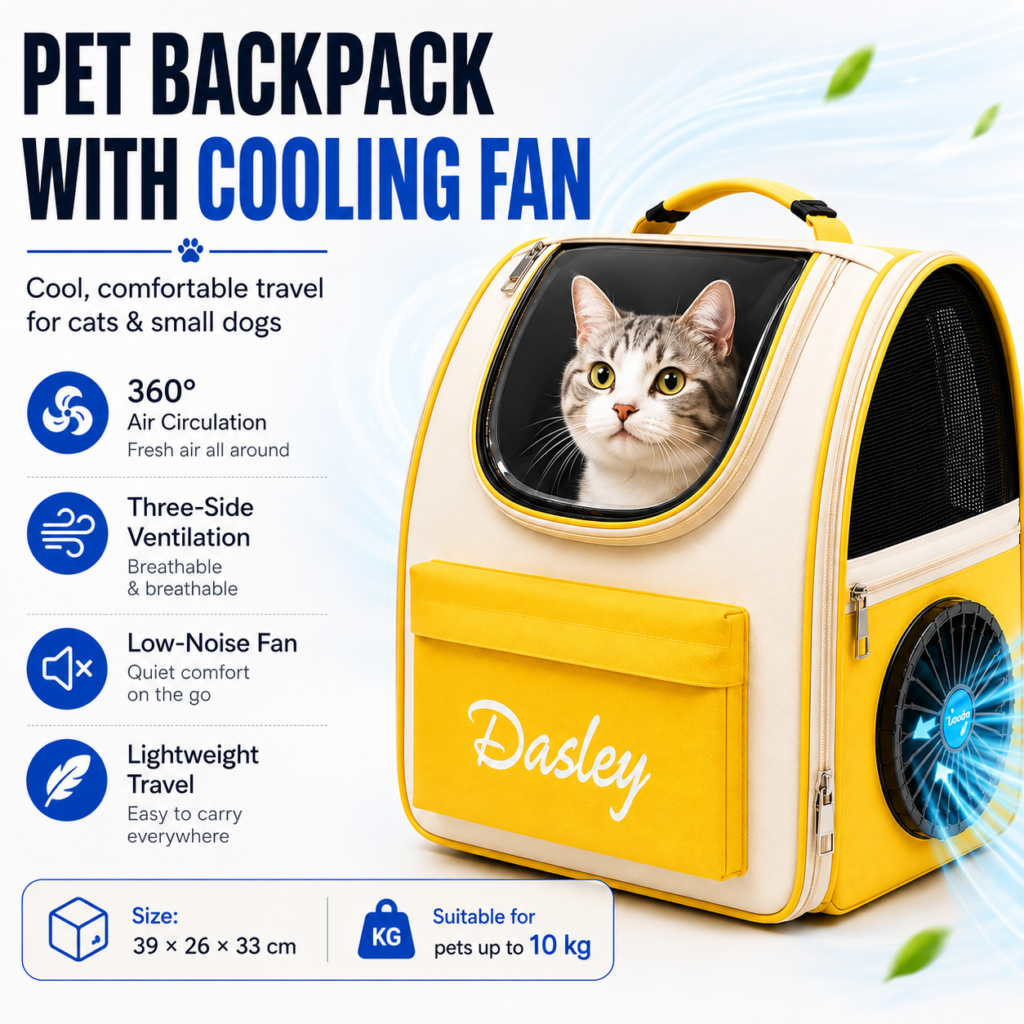 AI Smart Fan Foldable Cat Dog Travel Backpack Carrier CW-093
