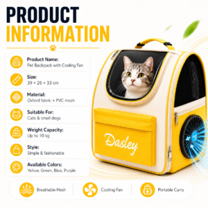 AI Smart Fan Foldable Cat Dog Travel Backpack Carrier CW-093 相册1
