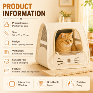 Foldable Anti-Scratch Cat Backpack Travel Carrier Bag CW-094 相册1