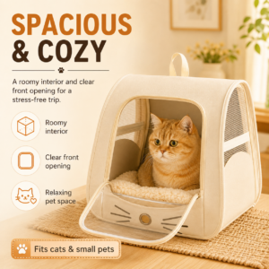 Foldable Anti-Scratch Cat Backpack Travel Carrier Bag CW-094 相册3