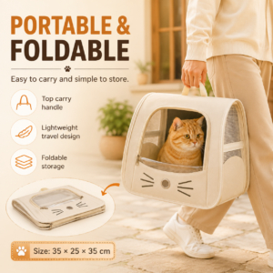 Foldable Anti-Scratch Cat Backpack Travel Carrier Bag CW-094 相册4