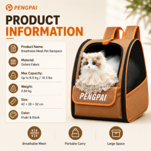 Foldable Large Breathable Cat Dog Backpack Carrier CW-096 相册1