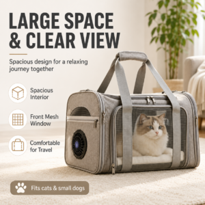 Foldable AI Fan Pet Backpack for Cats and Small Dogs CW-097 相册2