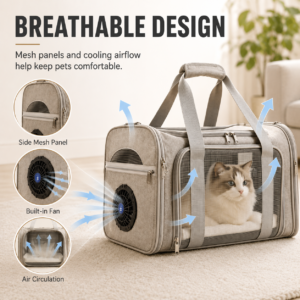 Foldable AI Fan Pet Backpack for Cats and Small Dogs CW-097 相册3