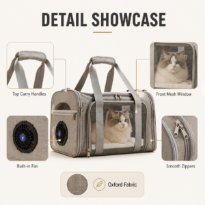 Foldable AI Fan Pet Backpack for Cats and Small Dogs CW-097 相册5