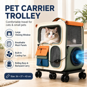 AI Smart Pet Trolley Backpack with Fan and Pockets CW-098