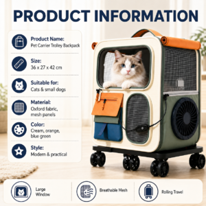 AI Smart Pet Trolley Backpack with Fan and Pockets CW-098 相册1