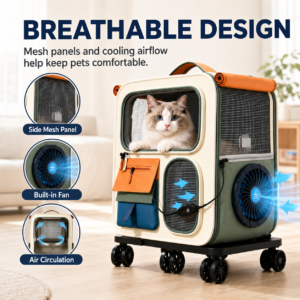 AI Smart Pet Trolley Backpack with Fan and Pockets CW-098 相册3