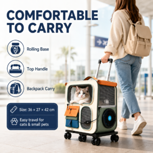 AI Smart Pet Trolley Backpack with Fan and Pockets CW-098 相册4