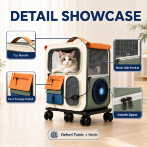 AI Smart Pet Trolley Backpack with Fan and Pockets CW-098 相册5