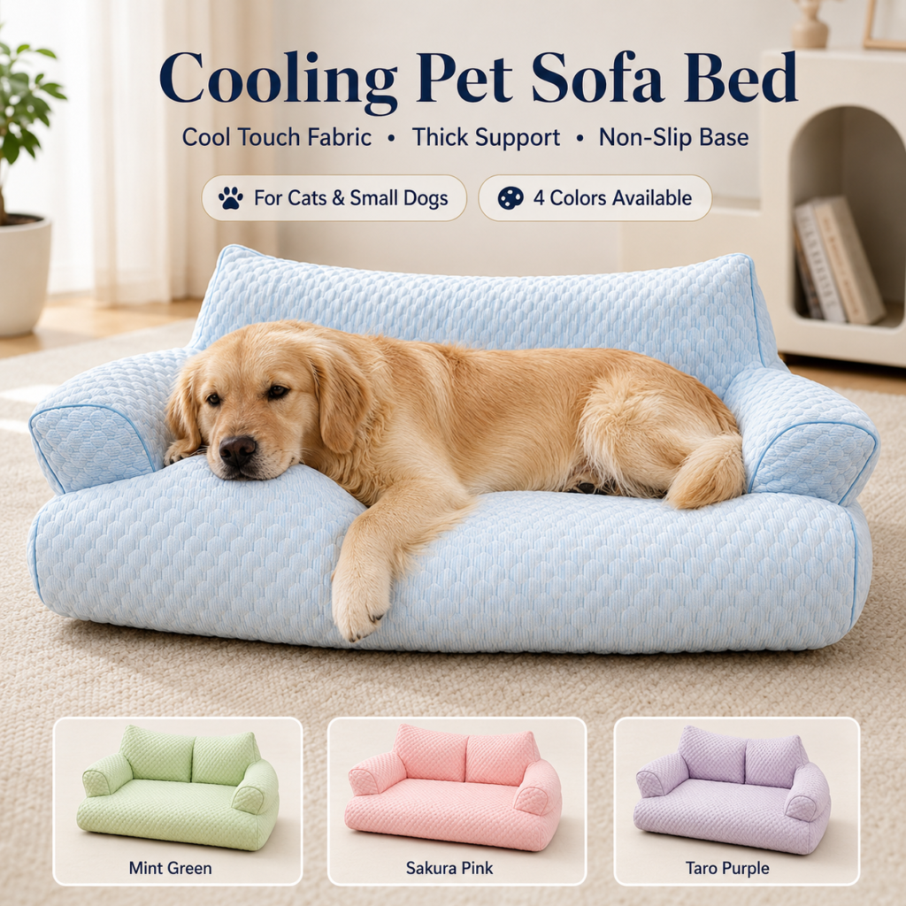 Cooling Orthopedic Pet Sofa Bed - Raised pillow edge CW-051