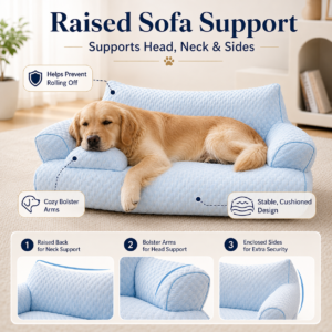 Cooling Orthopedic Pet Sofa Bed - Raised pillow edge CW-051 相册2