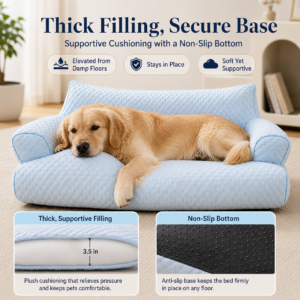 Cooling Orthopedic Pet Sofa Bed - Raised pillow edge CW-051 相册3
