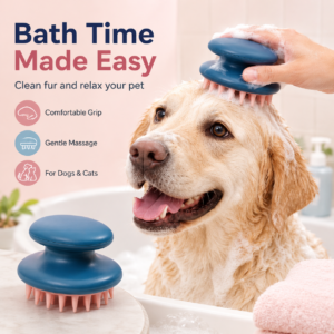 Portable Pet Bath Massage Brush - Soft massage bristles CW-058