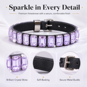 Rhinestone PU Pet Collar - Decorative rhinestone style CW-064 相册1