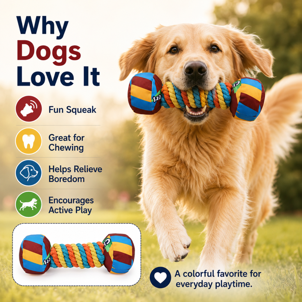 Squeaky Candy Dumbbell Dog Toy for Dogs CW-079