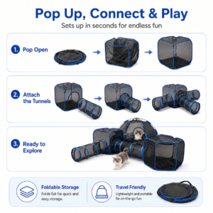 Outdoor Pet Tent and Tunnel Set - Foldable tunnel and tent design CW-116 相册4