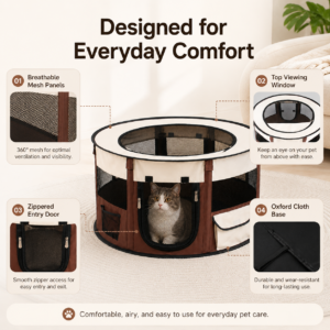 Round Foldable Pet Playpen - Round foldable enclosure CW-117 相册1