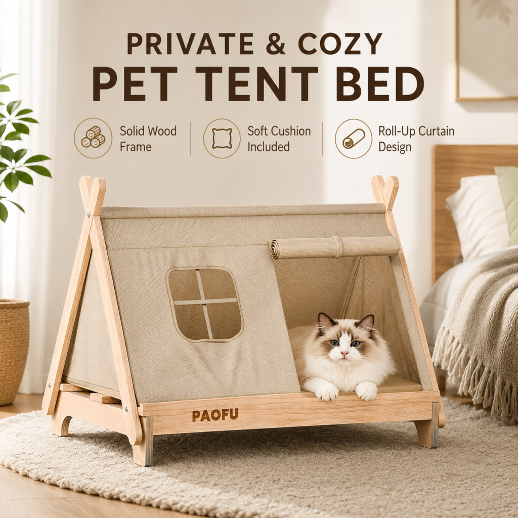 Wooden Elevated Pet Tent Bed - Wooden off-ground bed CW-120