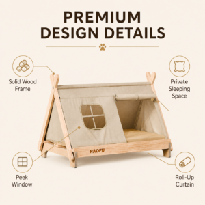 Wooden Elevated Pet Tent Bed - Wooden off-ground bed CW-120 相册1
