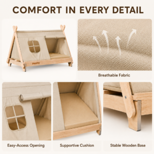 Wooden Elevated Pet Tent Bed - Wooden off-ground bed CW-120 相册3