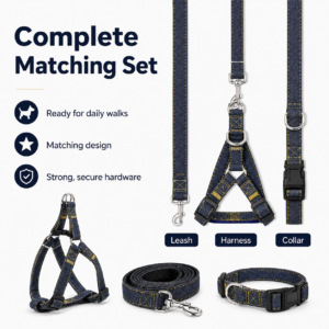 Denim Dog Harness and Leash Set for Dogs CW-122 相册4
