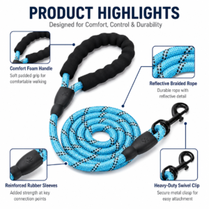 Reflective Nylon Rope Dog Leash for Dogs CW-125 相册1